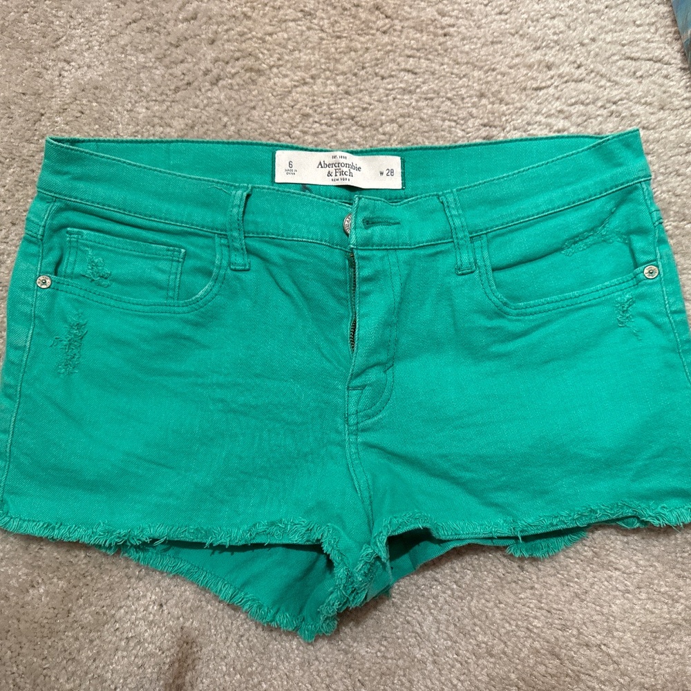 Green Denim Shorts